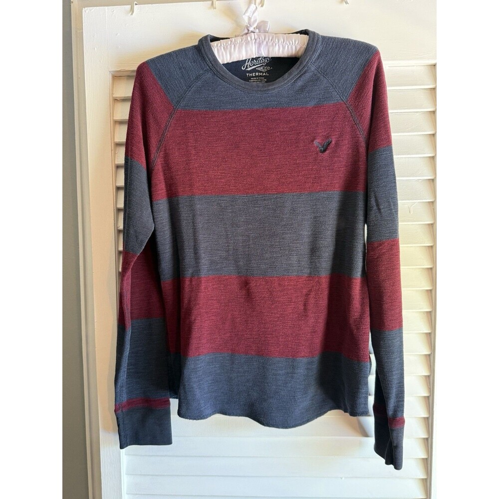 American Eagle Outfitters Heritage men’s thermal shirt M Blue & Dark Red School